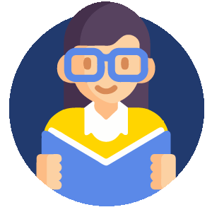 Ícone professora de óculos segurando um livro